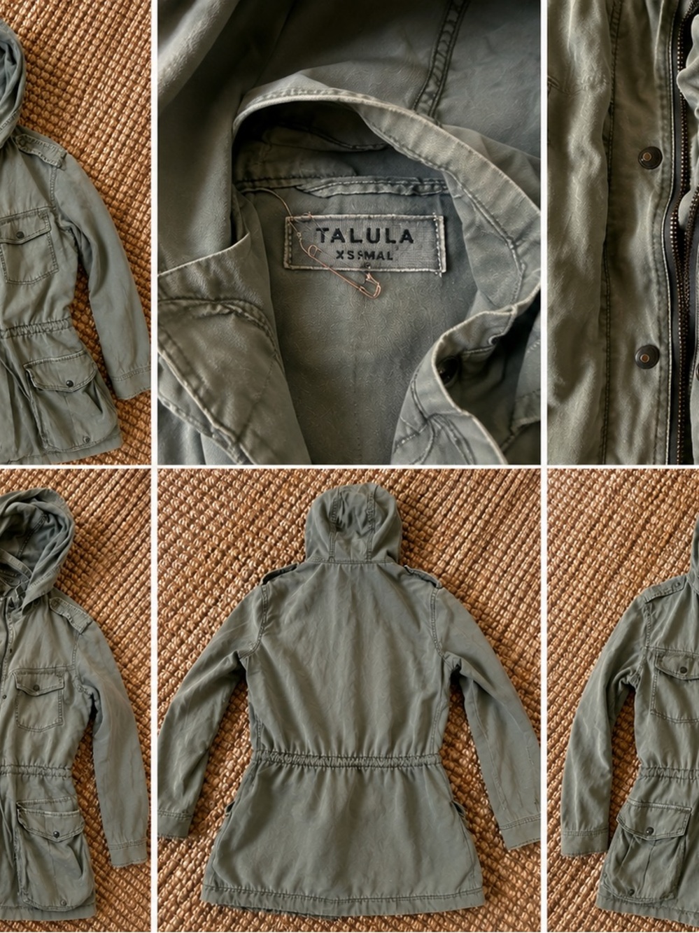 $160 Talula Hooded Utility Jacket in Olive - Picture 2 of 3